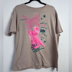 ⭐️David Bowie Graphic Tan T-Shirt Size‎ Large